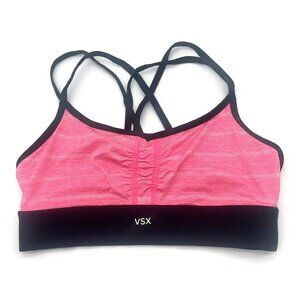 Y2K Victoria’s Secret Sports Bra Women’s Medium VSX Neon Pink Black Strappy New